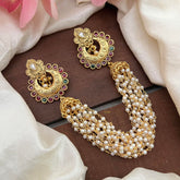 Premium Floral Jada Billai with Pearl Maatil-Bun Billai-Red Green-G13071